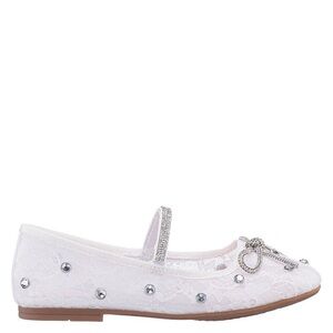 NINA KATLYN WHITE LACE RHINESTONE BALLET FLATS SIZE 3